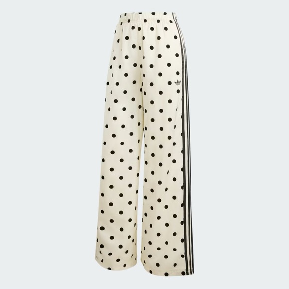 NWT Adidas Off White Wide Leg Polka Dot Track Pants - Picture 6 of 7